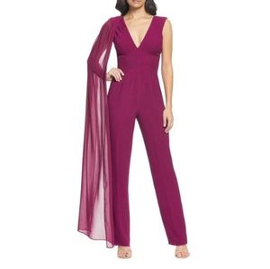 Size XXL Dress the Population Magenta Robbie Jumpsuit with Scarf
